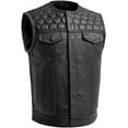 thumbnail image 1 of First Mfg Co - Hornet - Men's Motorcycle Biker Riding Black Leather Vest - Medium, 1 of 5