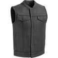 thumbnail image 1 of First Mfg Co - Hotshot - Men's Motorcycle Biker Riding Black Leather Vest - 2X Large, 1 of 5