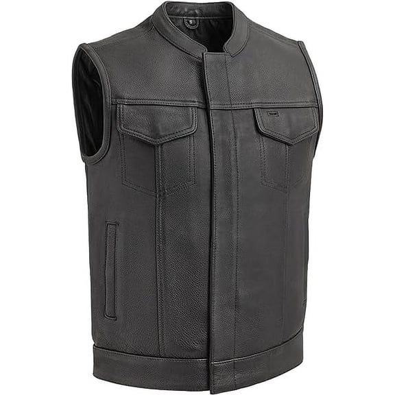 First Mfg Co - Hotshot - Men's Motorcycle Biker Riding Black Leather Vest - 2X Large