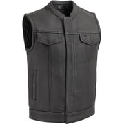 First Mfg Co - Hotshot - Mens Motorcycle Biker Riding Black Leather Vest - Small
