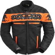 First Mfg Co - Immortal - Men's Motorcycle Biker Riding Black Orange Cordura Jacket - 4X Large - Gussets Grommets Thermal Liner Vented Water Repellant