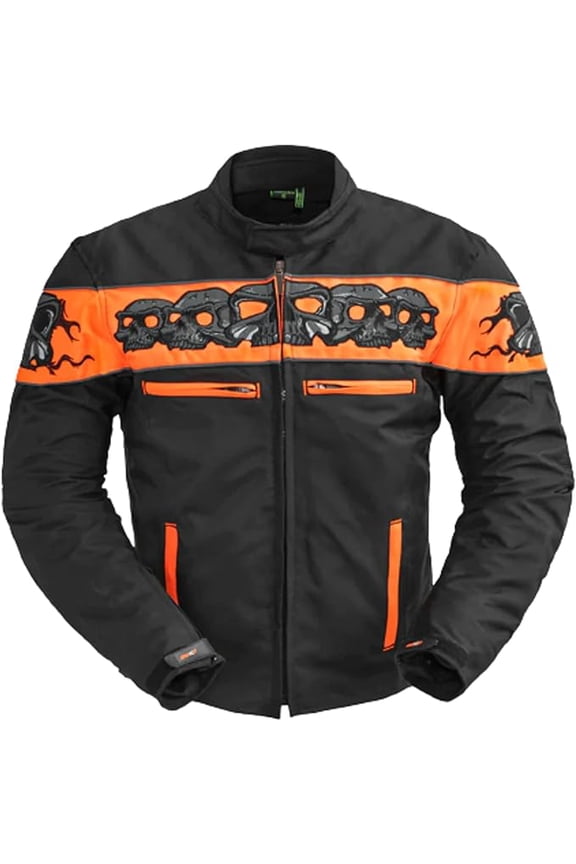 - Immortal - Men's Motorcycle Biker Riding Black Orange Cordura Jacket - Large - Gussets Grommets Thermal Liner Vented Water Repellant