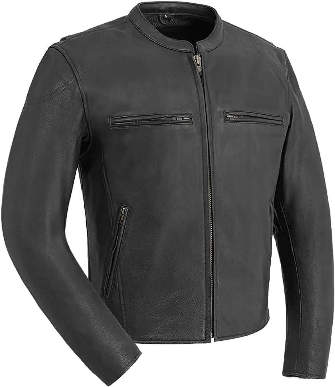 First Mfg Co Indy Men's Motorcycle Jacket Leather Black 4X Large