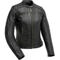 thumbnail image 1 of First Mfg Co - Jada - Women's Motorcycle Biker Riding Black Leather Jacket - 4X Large - Belted Gussets Padded Arm Reflective Piping Vented, 1 of 5