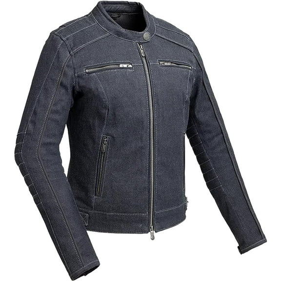 First Mfg Co - Jada - Women's Motorcycle Biker Riding Blue Denim Jacket - 2X Large