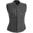 thumbnail image 1 of First Mfg Co - Jessica - Women's Motorcycle Biker Riding Black White Leather Vest - 3X Large, 1 of 3
