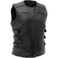 thumbnail image 1 of First Mfg Co - Katana - Women's Motorcycle Biker Riding Black Leather Vest - Large, 1 of 5