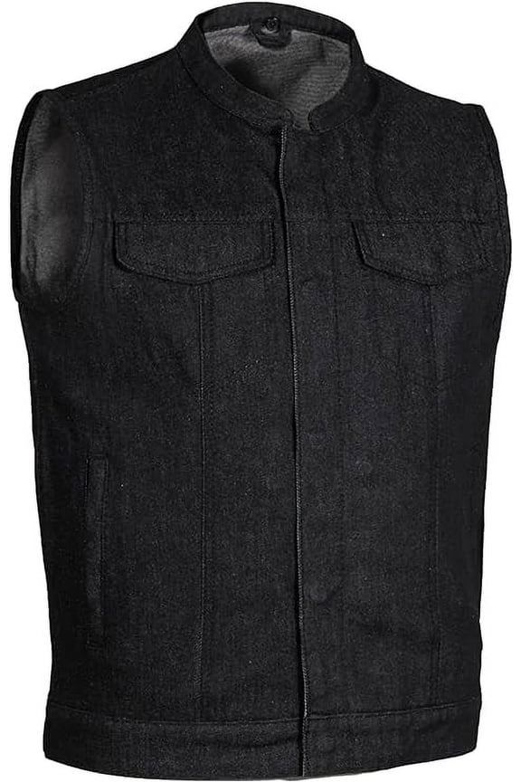 - Kreshaw - Men's Motorcycle Biker Riding Black Denim Vest - Small