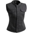 thumbnail image 1 of First Mfg Co - Lexy - Women's Motorcycle Biker Riding Black Twill Vest - 2X Large, 1 of 5