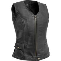 First Mfg Co - Lolita - Women's Motorcycle Biker Riding Black Leather Vest - 2X Large
