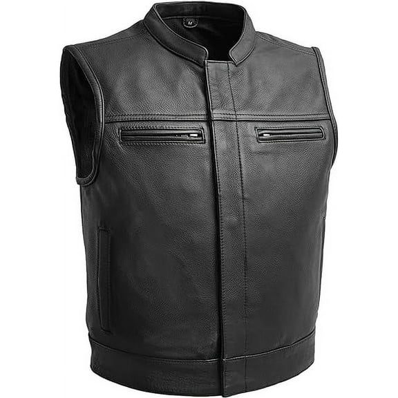 First Mfg Co - Lowrider - Men's Motorcycle Biker Riding Black Leather Vest - Extra Large