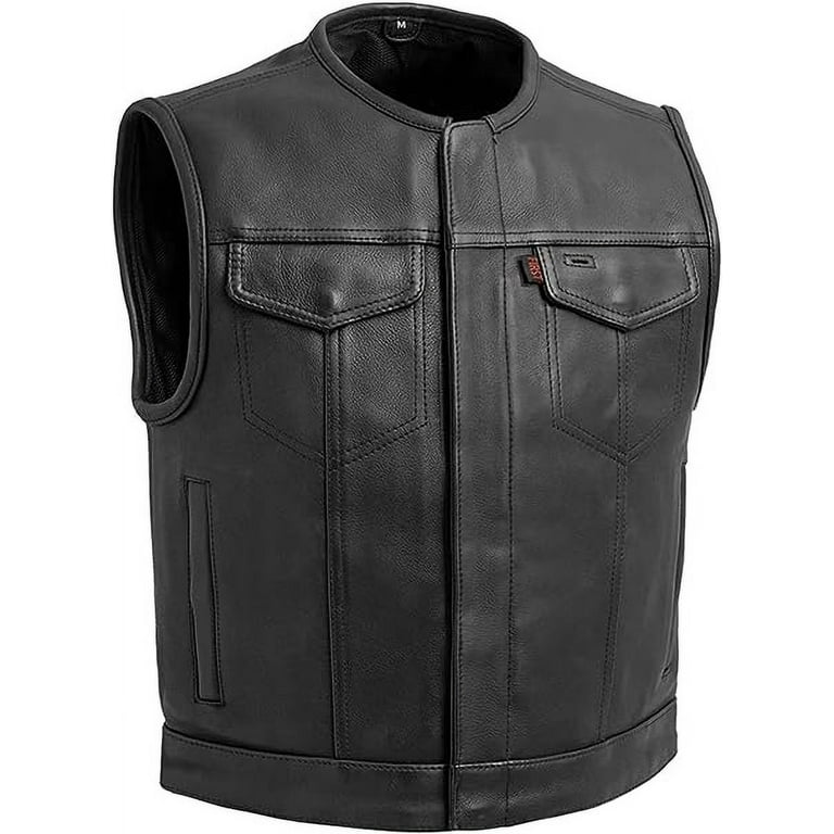 First Mfg Co Lowside Men s Motorcycle Vest Leather Black