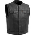 thumbnail image 1 of First Mfg Co - Lowside - Mens Motorcycle Biker Riding Black Leather Vest - Small, 1 of 5