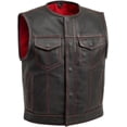 thumbnail image 1 of First Mfg Co - Lowside - Mens Motorcycle Biker Riding Black Red Perforated Leather Vest - 2X Large, 1 of 5