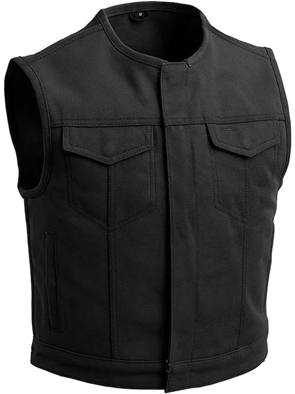 - Lowside - Mens Motorcycle Biker Riding Black Twill Vest - 2X Large