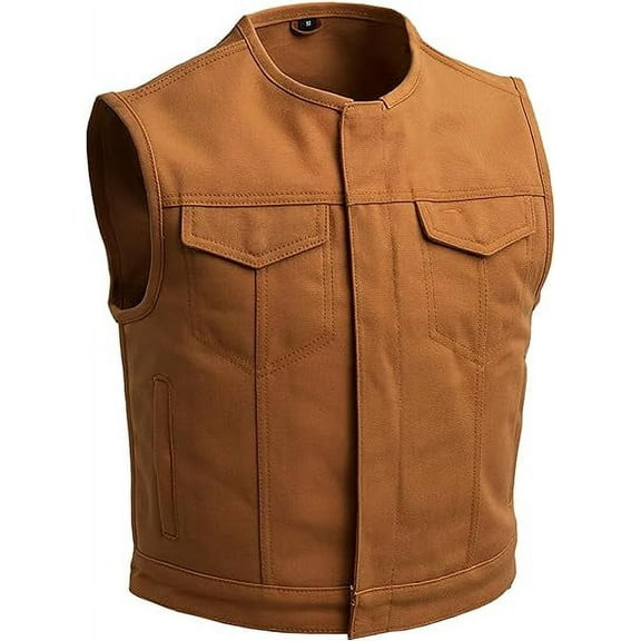 First Mfg Co - Lowside - Mens Motorcycle Biker Riding Tan Canvas Tan Vest - Medium
