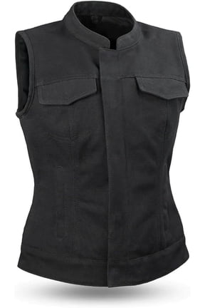 - Ludlow - Women's Motorcycle Biker Riding Black Canvas Vest - 4X Large