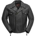 thumbnail image 1 of First Mfg Co - Mastermind - Men's Motorcycle Biker Riding Black Leather Jacket - 2X Large - Action Back Armor Pockets Gussets Thermal Liner Vented, 1 of 3