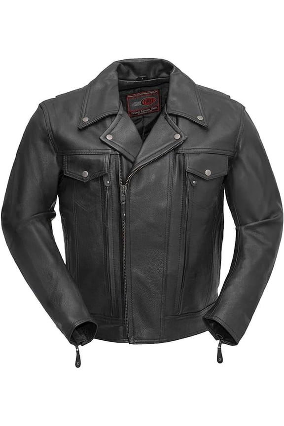 - Mastermind - Men's Motorcycle Biker Riding Black Leather Jacket - 6X Large - Action Back Armor Pockets Gussets Thermal Liner Vented