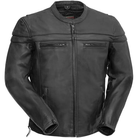 First Mfg Co - Maverick - Men's Motorcycle Biker Riding Black Leather Jacket - 5X Large