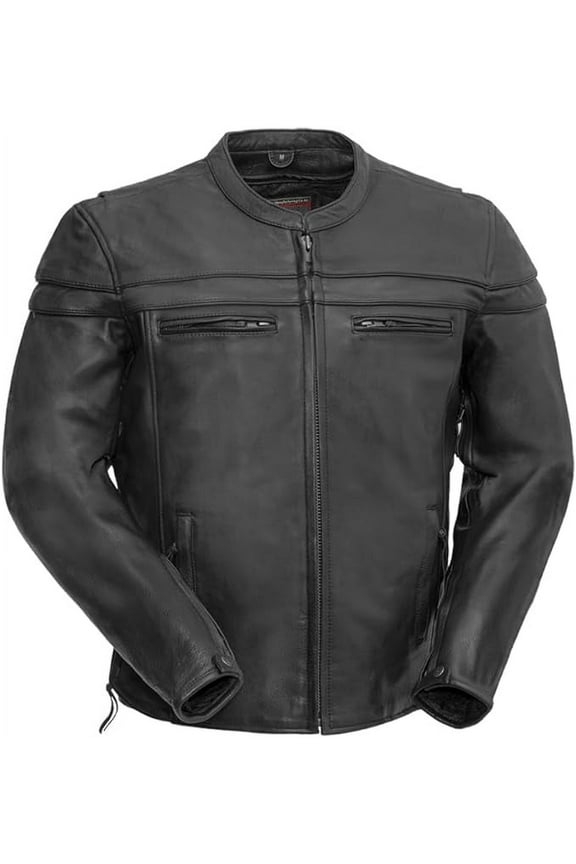 - Maverick - Men's Motorcycle Biker Riding Black Leather Jacket - Large