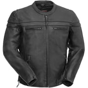 First Mfg Co - Maverick - Mens Motorcycle Biker Riding Black Leather Jacket - Medium