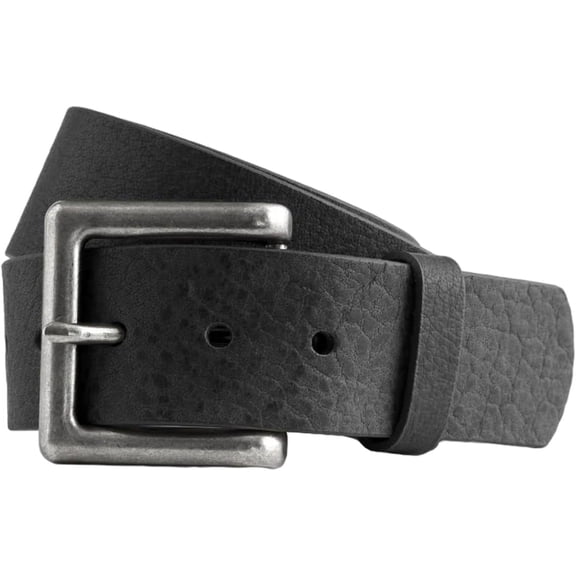 First Mfg Co Men’s Leather Belt, Genuine Leather Casual Dress Belt, Classic Style, Adjustable Fit – Black Size 52