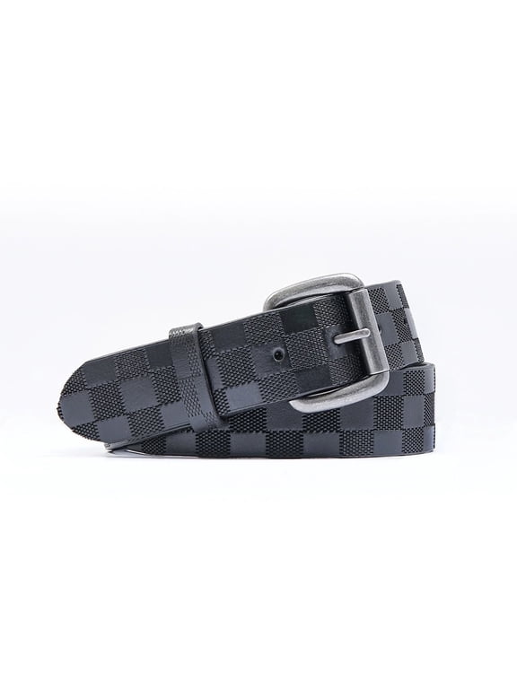 Men's Squares Everyday Wear Leather Belt (Squares/32)