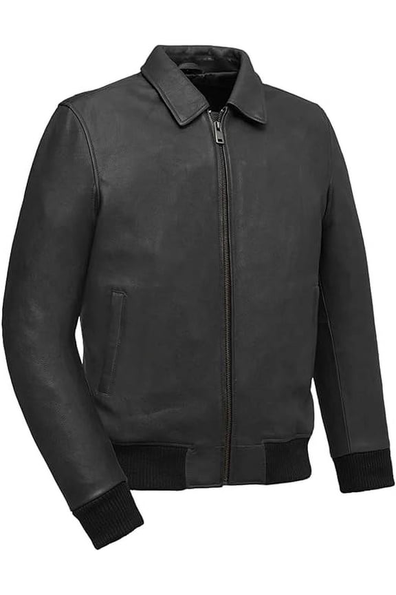 - Moto Bomber - Mens Motorcycle Biker Jacket - Leather - Black - 2X Large