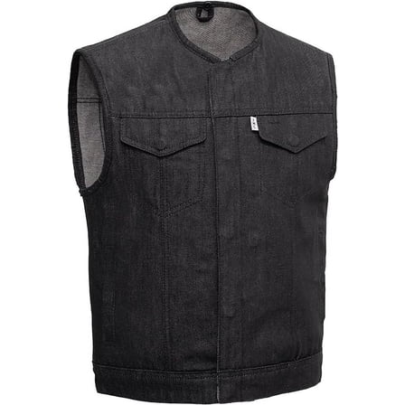 First Mfg Co - Murdock - Men's Motorcycle Biker Riding Black Denim Vest - Extra Small