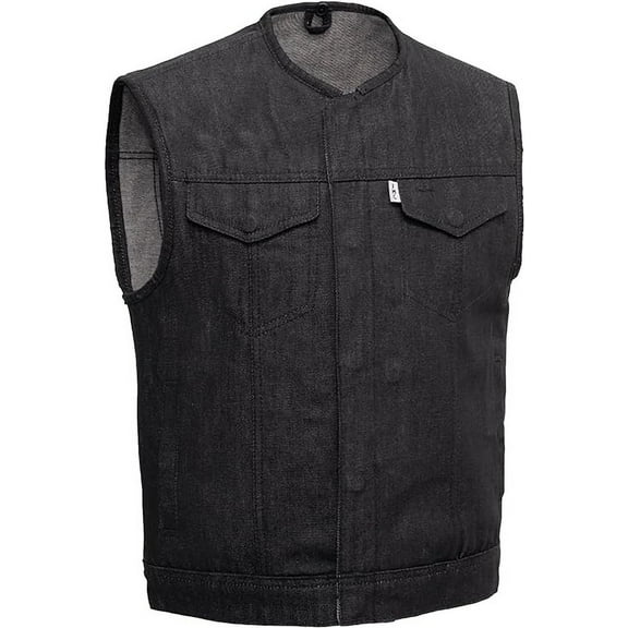 First Mfg Co - Murdock - Men's Motorcycle Biker Riding Black Denim Vest - Small