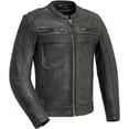 thumbnail image 1 of First Mfg Co - Nemesis - Men's Motorcycle Biker Riding Black Leather Jacket - Medium - Action Back Gussets Stretch Panels Vented Padded Kidney Belt, 1 of 5