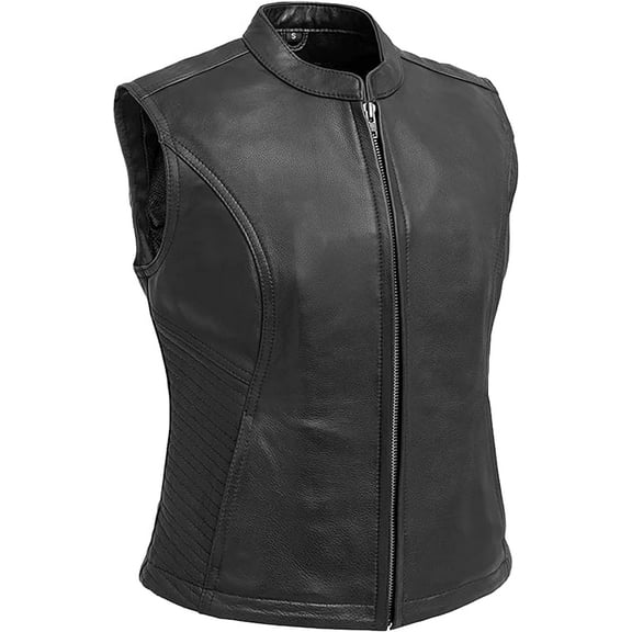 First Mfg Co - Nina - Women's Motorcycle Biker Riding Black Leather Vest - 2X Large