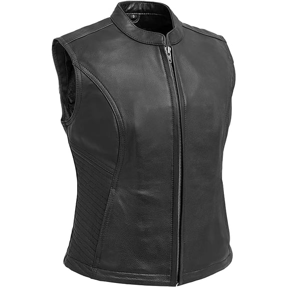 First Mfg Co - Nina - Women's Motorcycle Biker Riding Black Leather Vest - Medium