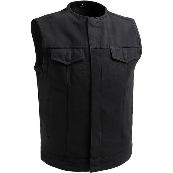 First Mfg Co - No Limit - Men's Motorcycle Biker Riding Black Twill Vest - Small