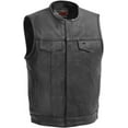 thumbnail image 1 of First Mfg Co - No Rival - Men's Motorcycle Biker Riding Black Leather Vest - 8X Large, 1 of 4