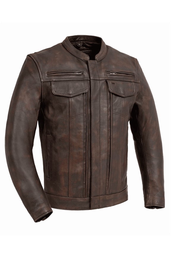 - Raider - Men's Motorcycle Riding Leather Jacket, Premium Bikers Leather Jacket with Single Panel Action Back & Protactive Gear Pockets