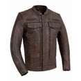thumbnail image 1 of First Mfg Co - Raider - Men's Motorcycle Riding Leather Jacket, Premium Bikers Leather Jacket with Single Panel Action Back & Protactive Gear Pockets, 1 of 6