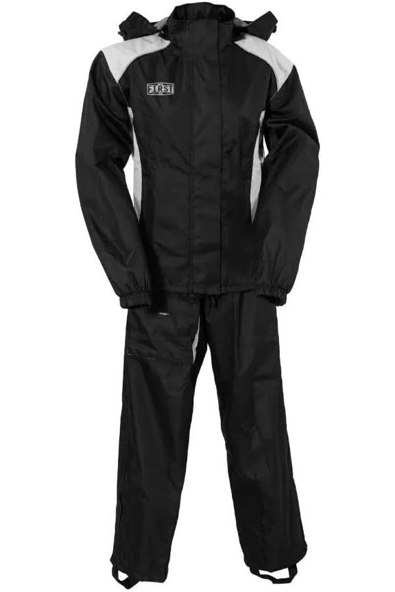 - Rain Suit - Women's Motorcycle Biker Riding Rain Suit - Ripstop - Grey - Small