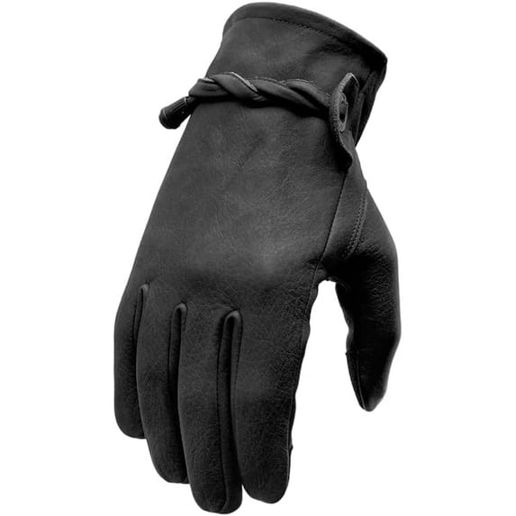 First Mfg Co - Ranch - Men's Motorcycle Biker Riding Gloves - Leather - Black - Medium