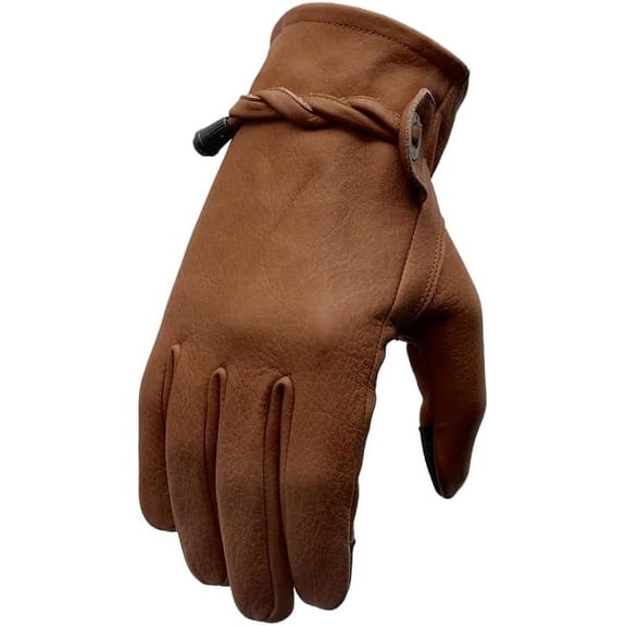 First Mfg Co - Ranch - Men's Motorcycle Biker Riding Gloves - Leather - Brown - Extra Small
