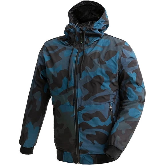 First Mfg Co - Reign - Men's Breathable Rain Jacket with Armor - Max Tec 600D Fabric - Blue Camo - 2X Large
