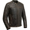 thumbnail image 1 of First Mfg Co - Rider Club - Men's Motorcycle Biker Riding Jacket - Leather - Brown Beige - Small, 1 of 5
