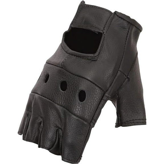 First Mfg Co - Roadster - Men's Motorcycle Biker Riding Black Leather Gloves - Medium - Perforated Panels
