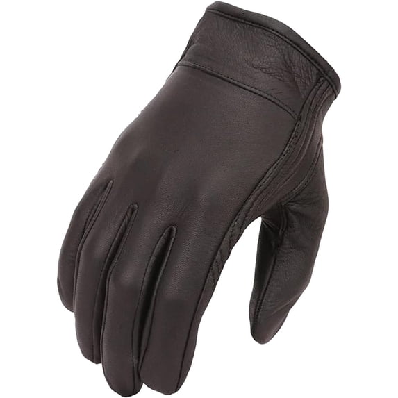 First Mfg Co - Roadway - Men's Motorcycle Biker Riding Black Leather Gloves - Medium - Lightweight