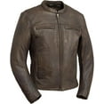 thumbnail image 1 of First Mfg Co - Rocky - Men's Motorcycle Biker Riding Black Brown Leather Jacket - 2X Large - Gussets Grommets Thermal Liner Side Relief Zipper, 1 of 5