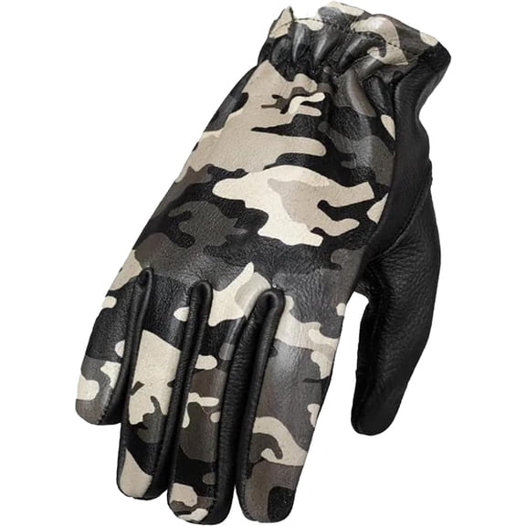First Mfg Co - Roper - Men's Motorcycle Biker Riding Camouflage Leather Gloves - Touch Screen Support