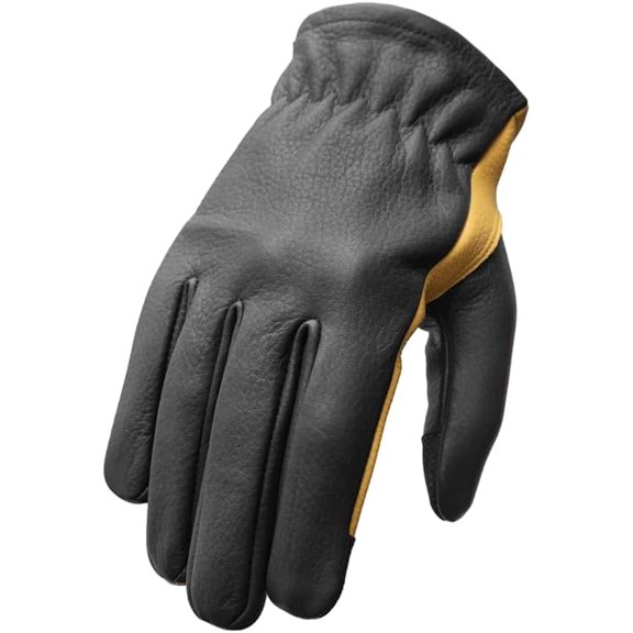 First Mfg Co - Roper - Men's Motorcycle Biker Riding Leather Gloves Black Gold