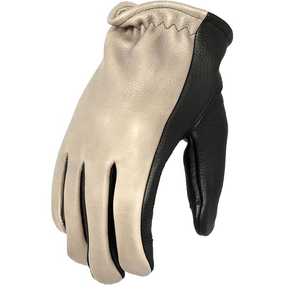 First Mfg Co - Roper - Men's Motorcycle Biker Riding Oilsand Black Leather Gloves - Touch Screen Support