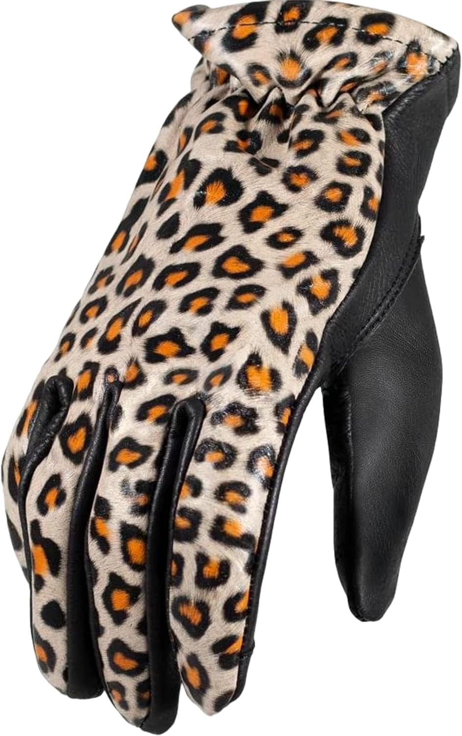 First Mfg Co - Roper - Women's Motorcycle Biker Riding Leather Gloves - Chettah - 3X Large